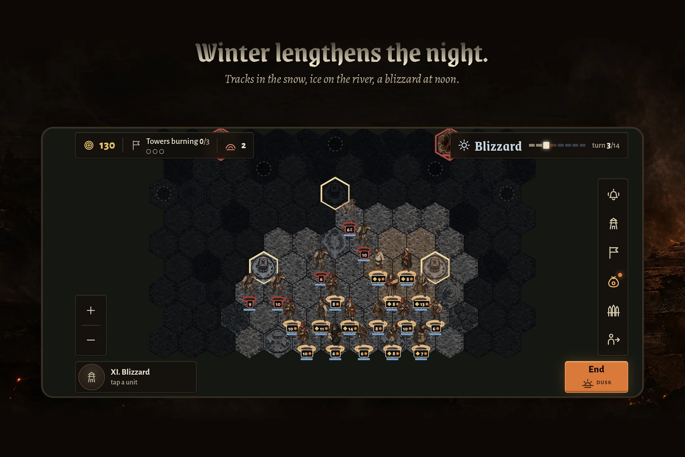 Bedem — a winter mission with a blizzard and tracks in the snow