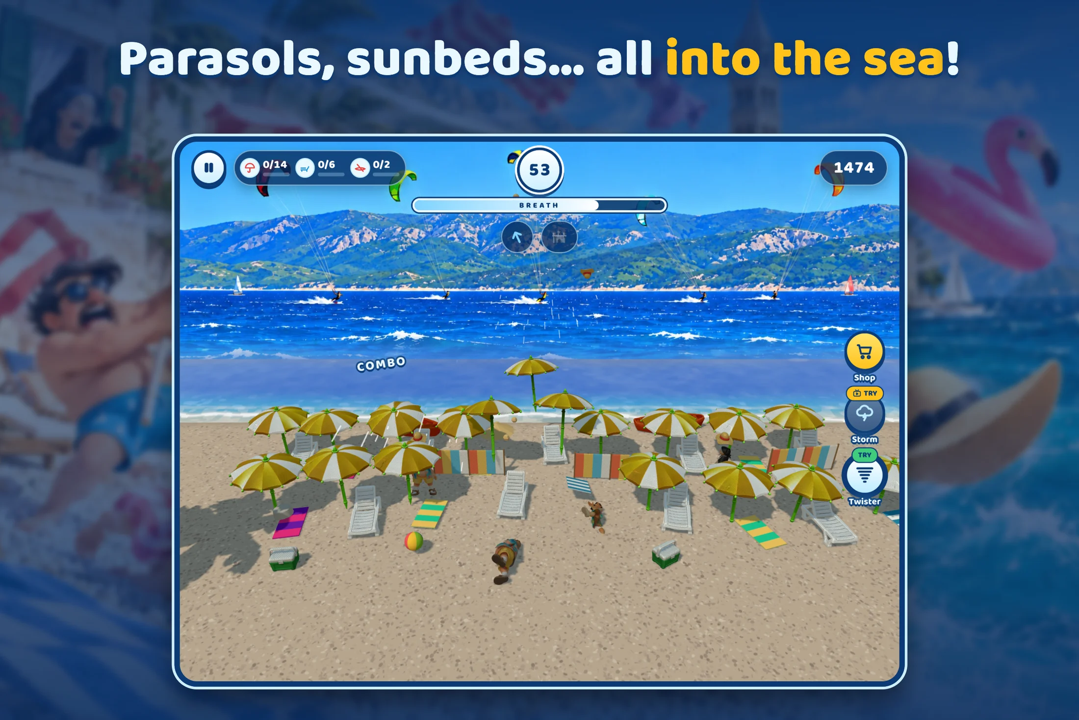 Bura — parasols and sunbeds fly into the sea on Zlatni rat in Bol