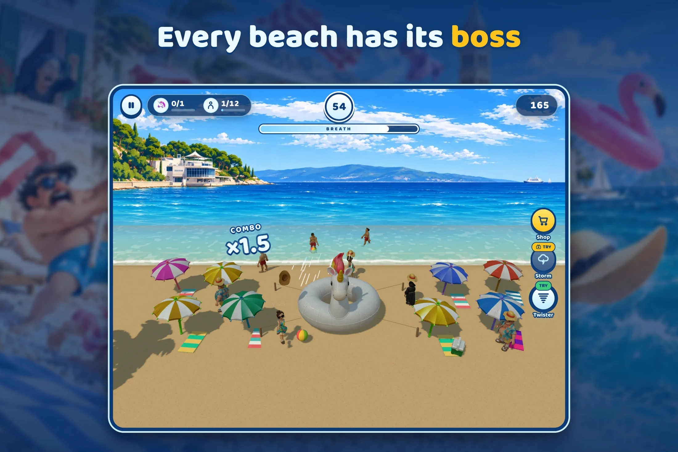 Bura — every beach has its boss, a giant inflatable unicorn