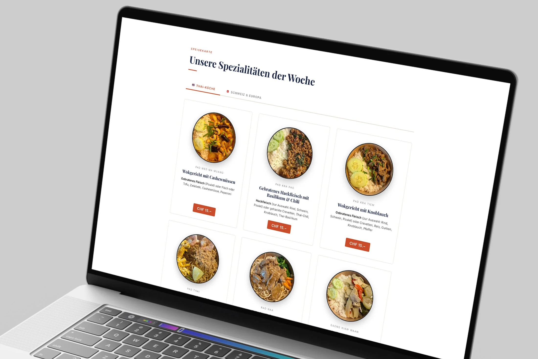 Chez Piya – dvojezično sučelje web stranice (DE/FR)