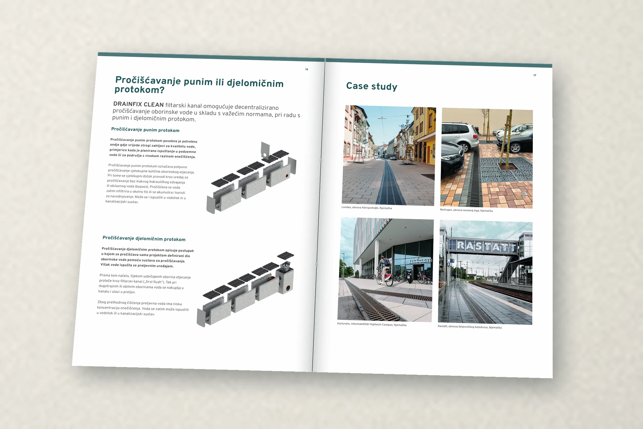 Dvostrana brošure HAURATON — case study i Sportfix Clean