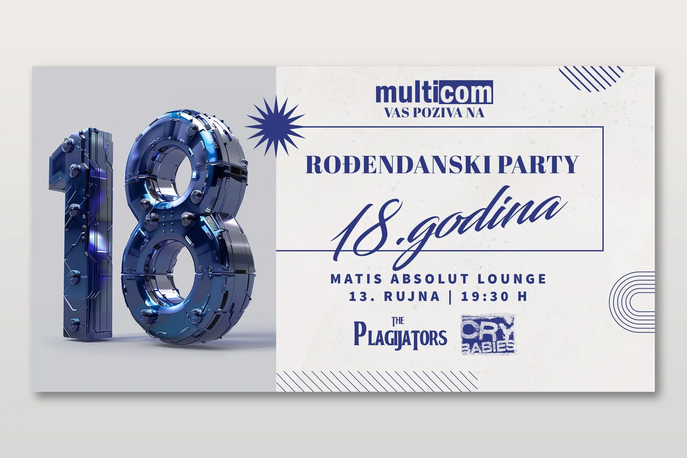 Dizajn pozivnice za 18. rođendan tvrtke Multicom