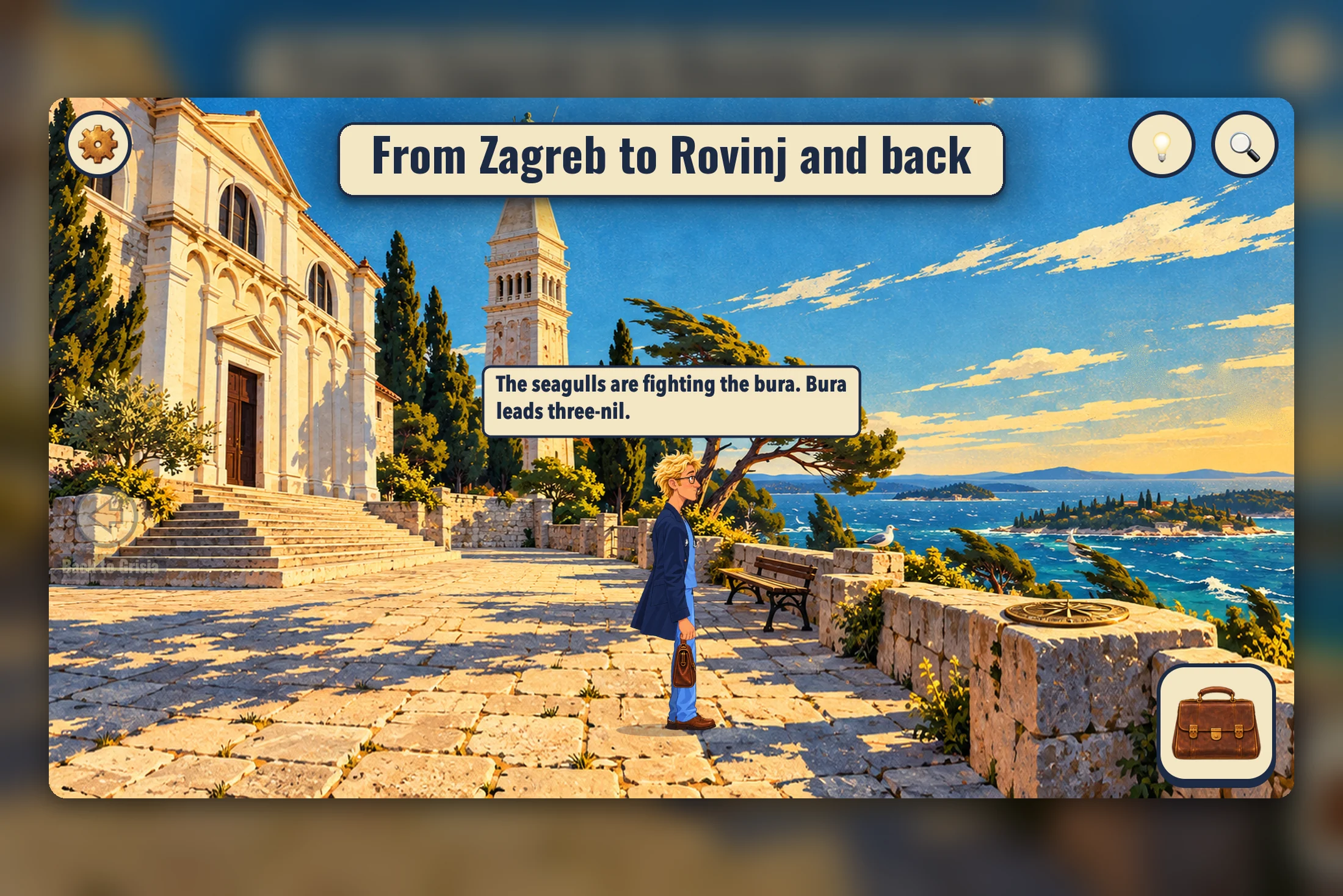 Eduard: Centrum Mundi — the old town of Rovinj and the waterfront with a view of the islands