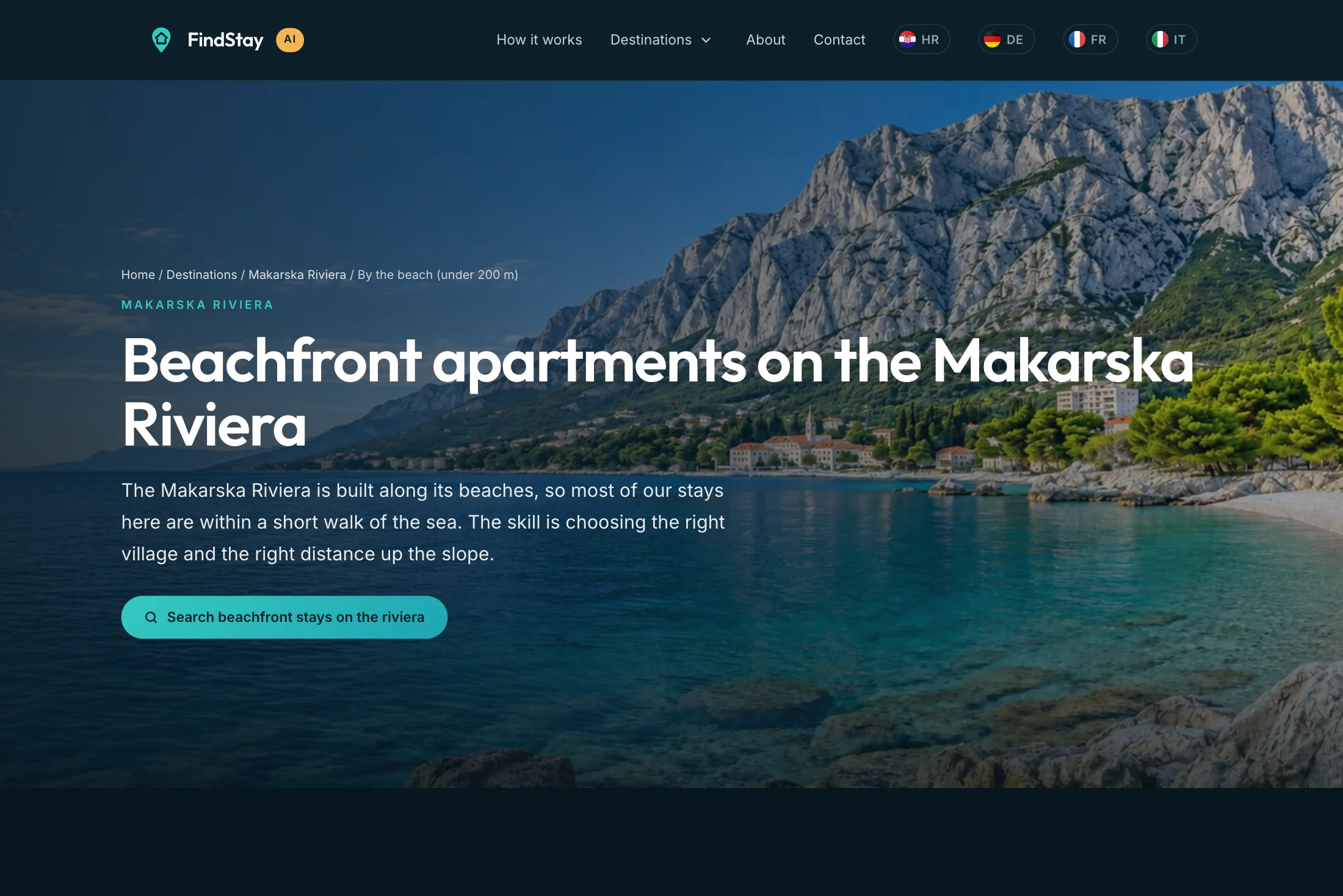 Stranica smještaja uz plažu na Makarskoj rivijeri