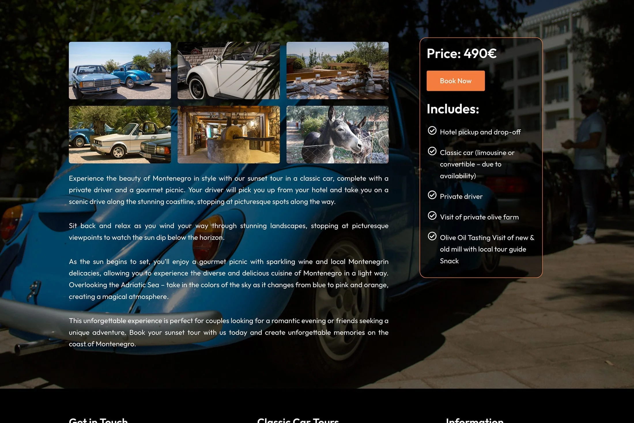 Montenegro Classic Car Tours web dizajn - slika 3