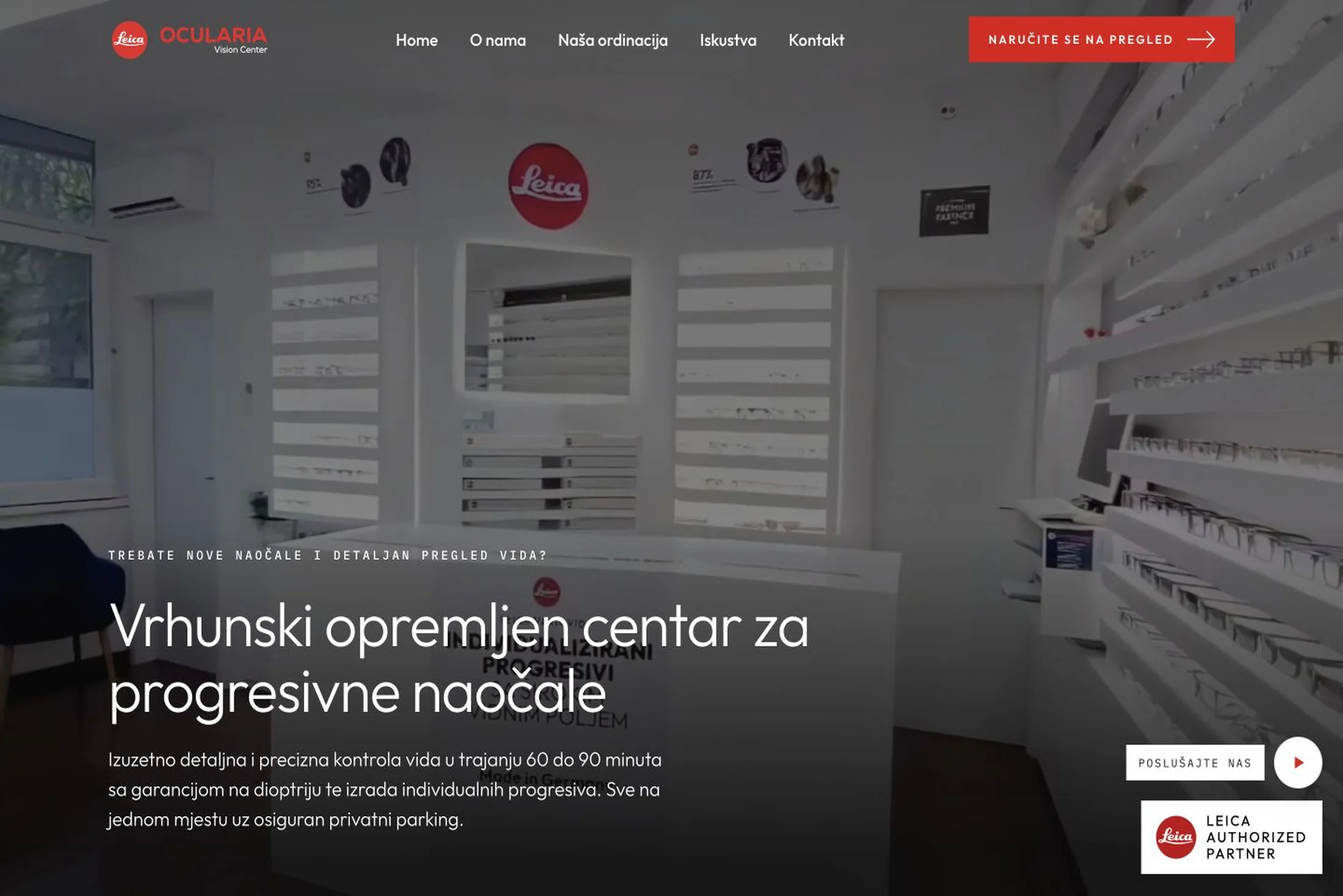 Ocularia Vision Center — a website for progressive glasses and eye exams