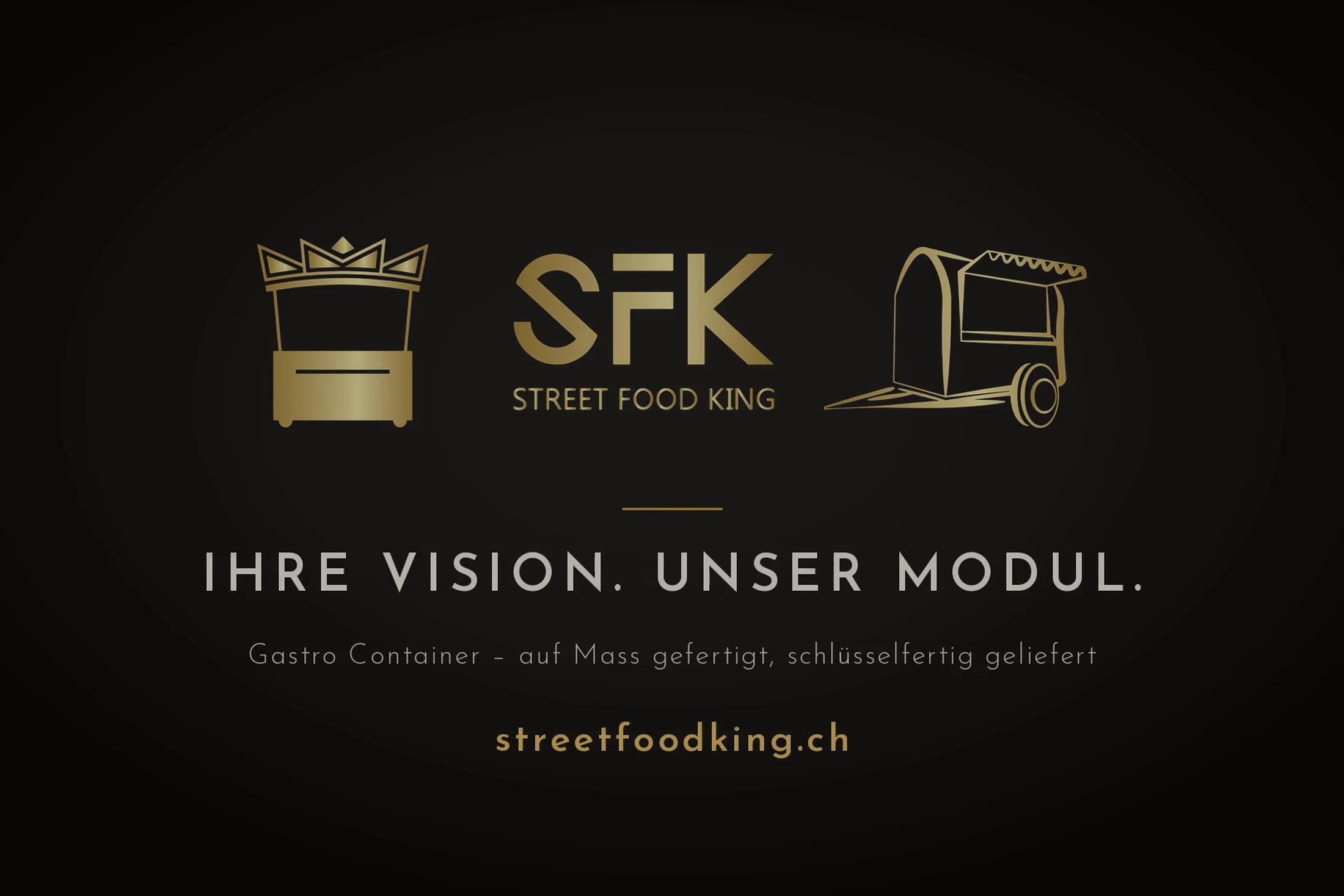 Završna kartica: SFK logo i rečenica Ihre Vision. Unser Modul.
