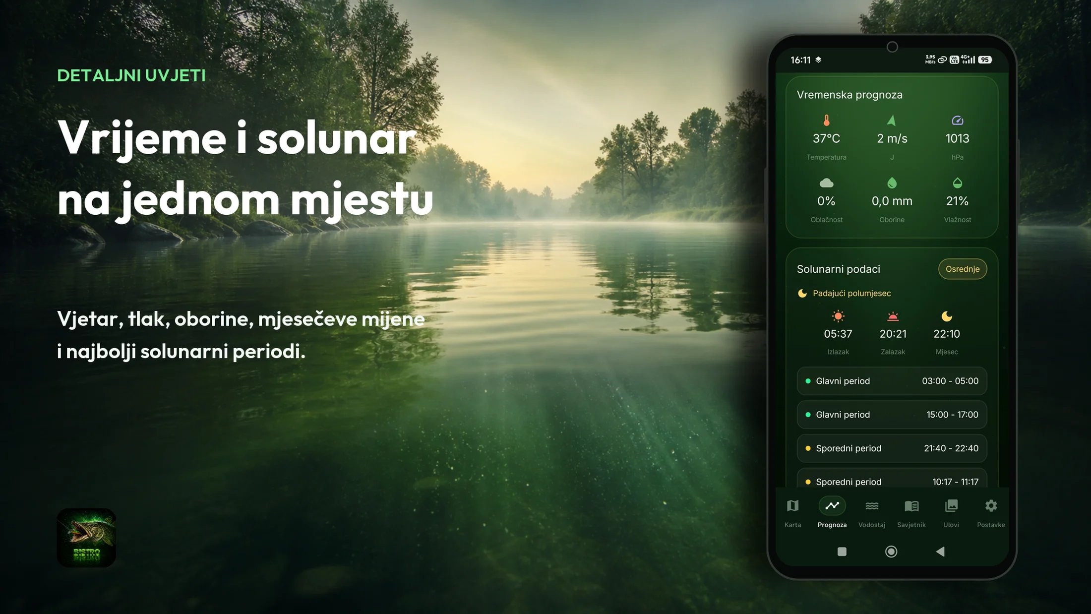Tisch Fishing Bistro — vremenska prognoza i solunarni podaci na jednom zaslonu